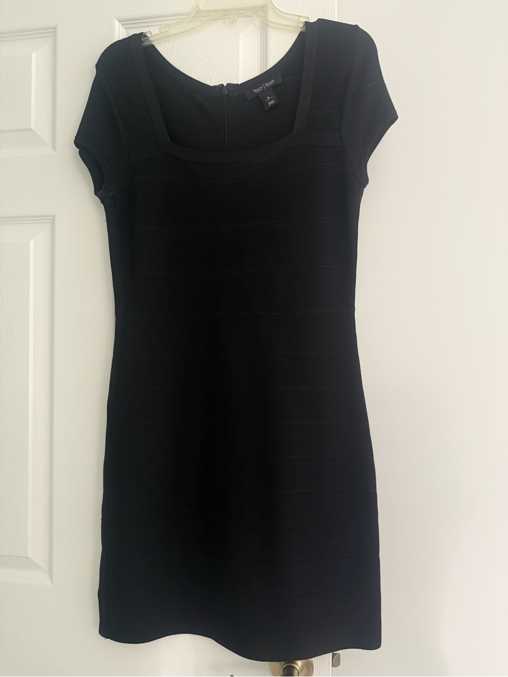 White House Black Market Black Short Sleeve Ponte Dress
